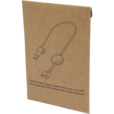 Logo trade reklaamtooted foto: Chechia viis-ühes taaskasutatud plastist kiirlaadimiskaabel bambusdetailidega